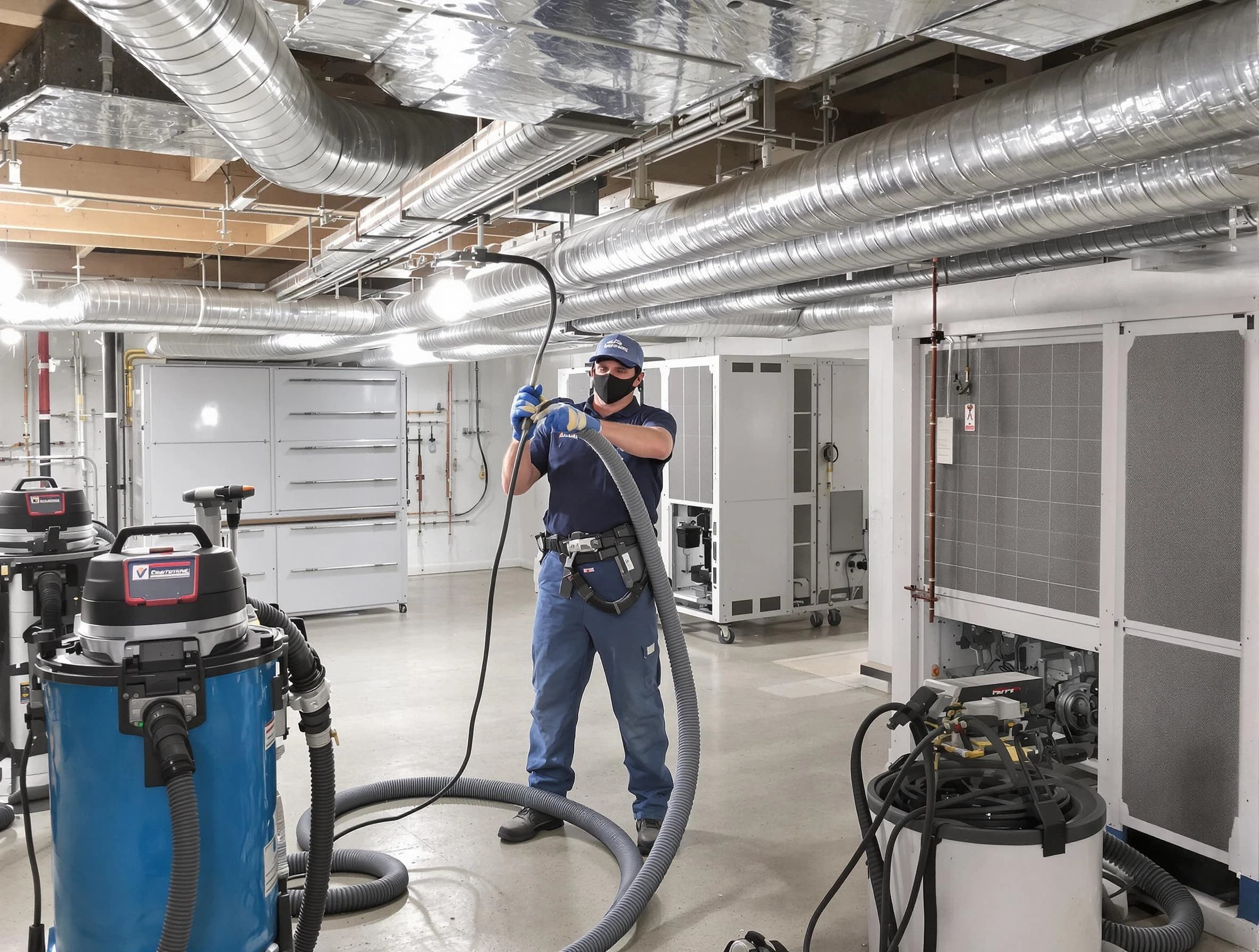 Fullerton Air Duct Cleaning specialist performing thorough central air duct cleaning for improved system efficiency in Fullerton