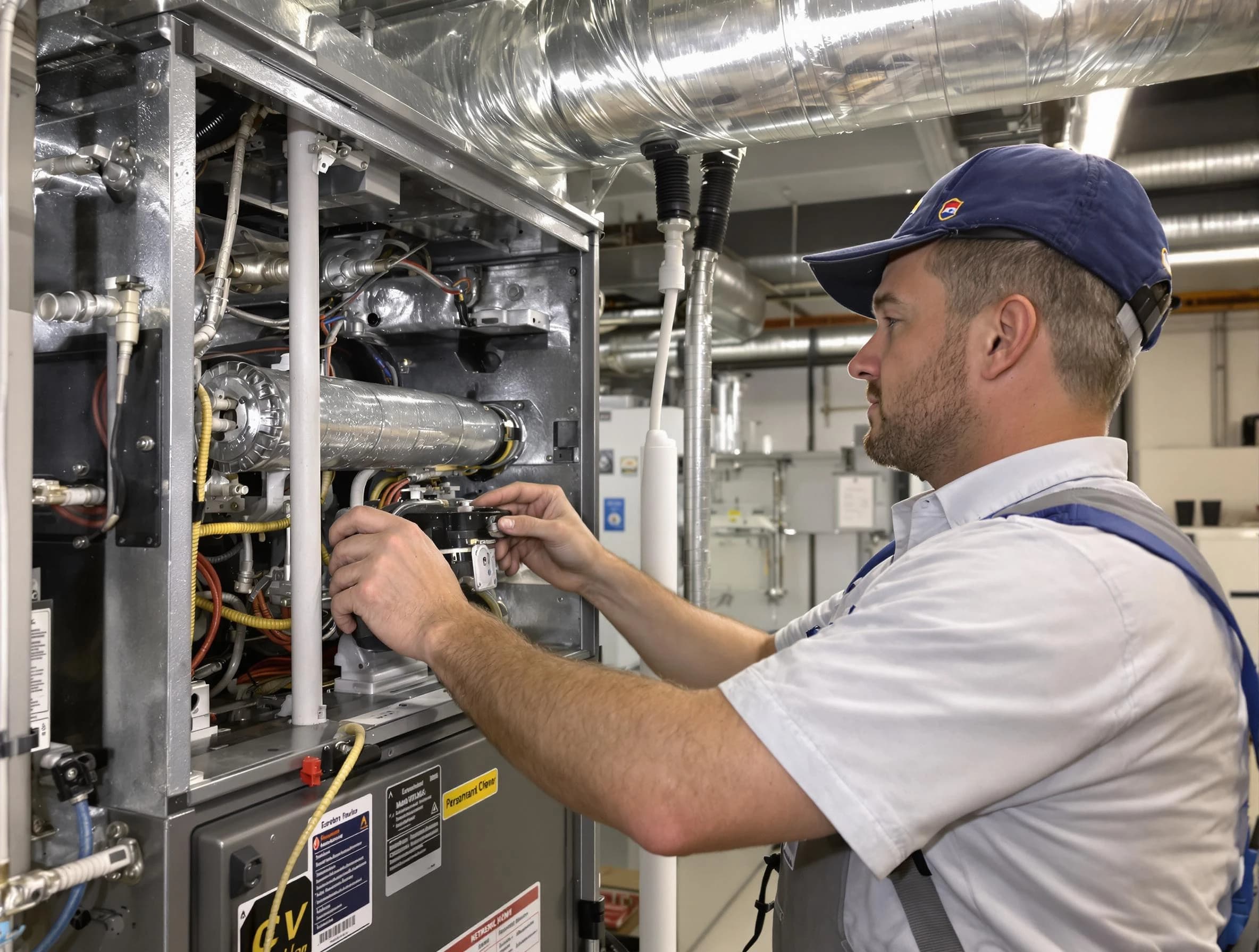 Fullerton Air Duct Cleaning specialist performing thorough furnace duct cleaning to improve heating efficiency in Fullerton