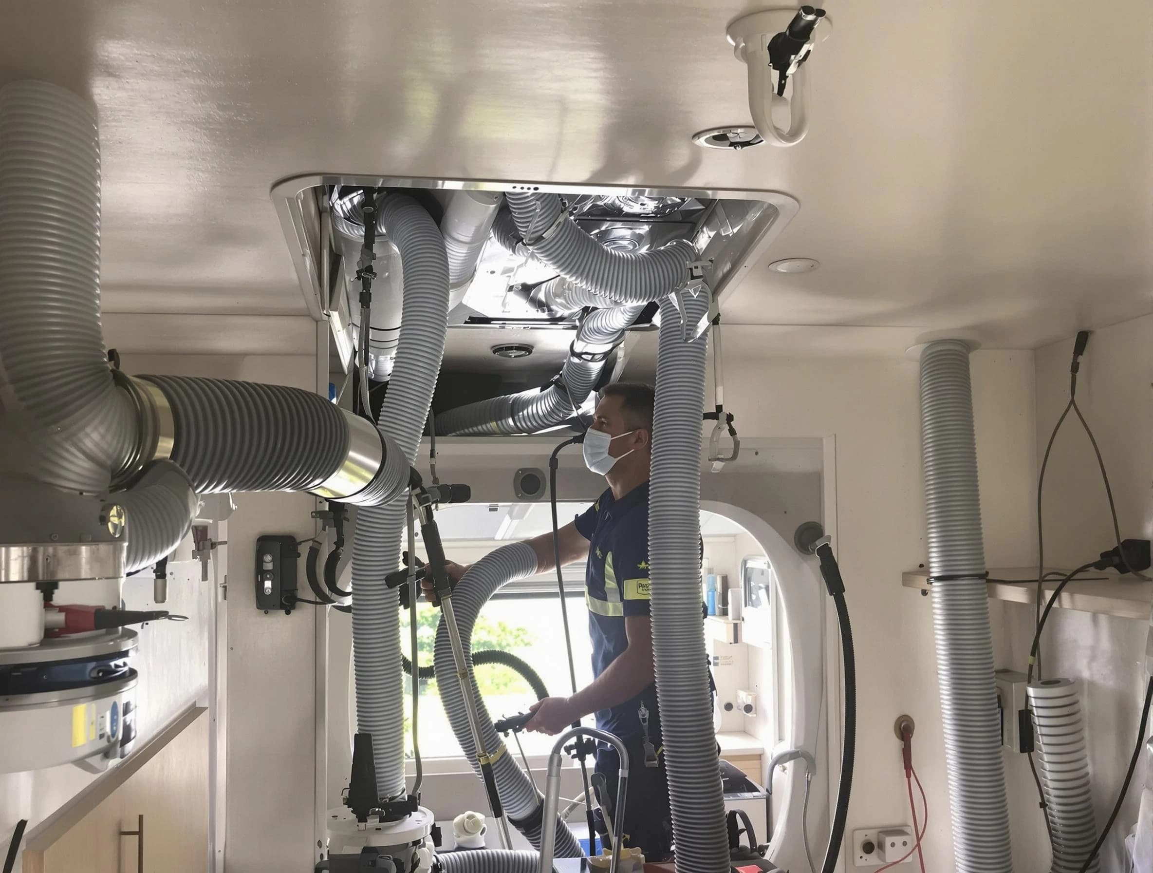 Fullerton Air Duct Cleaning specialist performing precise mobile home duct cleaning in Fullerton